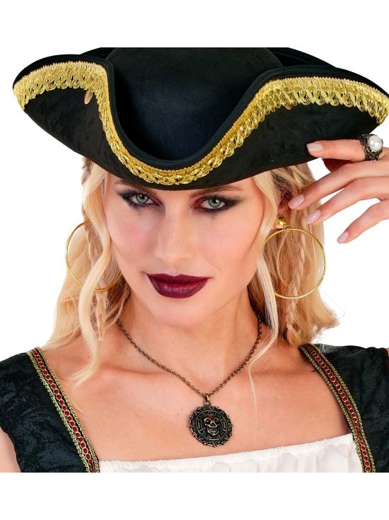Brincos de argola dourados com clipe – acessório para fantasia de cigana, pirata ou cartomante (6 cm) | Widmann