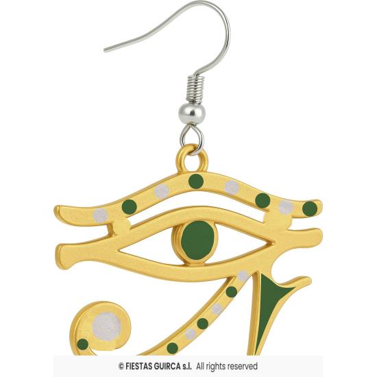 Brincos Olho de Hórus Dourado – Acessório Egípcio para Trajes de Cleópatra e Faraó Brincos Olho de Hórus Dourado – Acessório Egípcio para Trajes de Cleópatra e Faraó