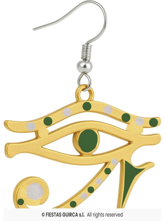 Brincos Olho de Hórus Dourado – Acessório Egípcio para Trajes de Cleópatra e Faraó