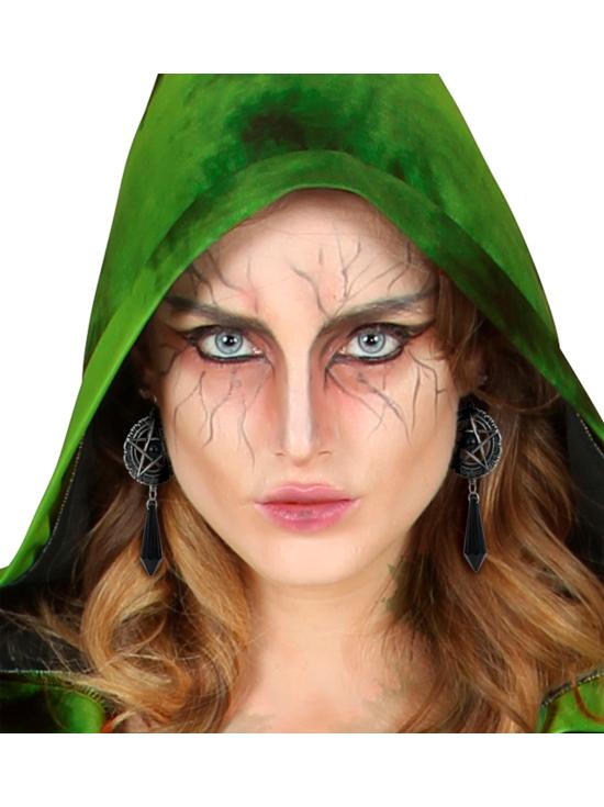 Brincos de cruz satânica preta | YourAndMe Costumes