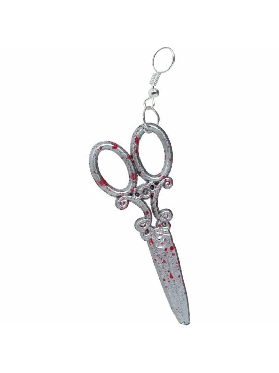 Brincos de Tesoura Prateados - Acessório de Joias para Fantasias de Halloween e Festas de Terror - Ideal para Mulheres Adultas - Prateado