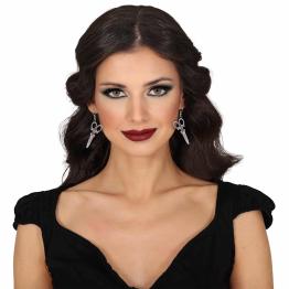 Brincos de Tesoura Prateados - Acessório de Joias para Fantasias de Halloween e Festas de Terror - Ideal para Mulheres Adultas - Prateado