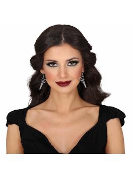 Brincos de Tesoura Prateados - Acessório de Joias para Fantasias de Halloween e Festas de Terror - Ideal para Mulheres Adultas - Prateado