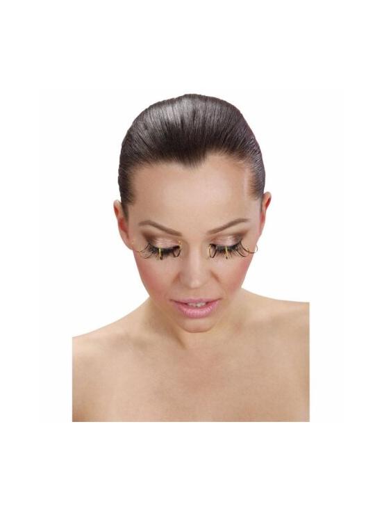 Cílios Pretos com Maxi Tips com Glitter Dourado