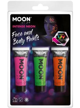 Pintura facial UV neon intensa com brilho lunar