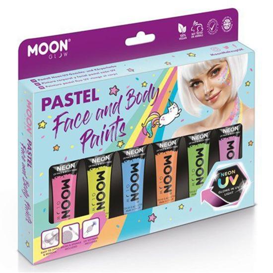 Tinta Pastel UV Neon para Rosto e Corpo 6x12ml Tinta Pastel UV Neon para Rosto e Corpo 6x12ml