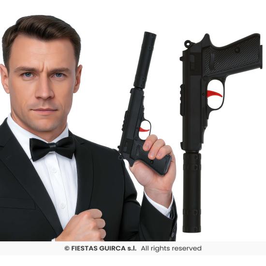 Pistola de brinquedo com silenciador (25 cm)