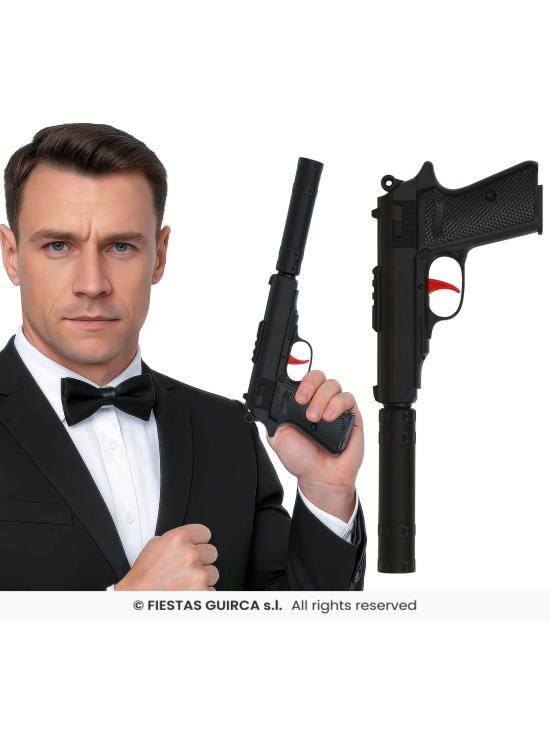 Pistola de brinquedo com silenciador (25 cm)