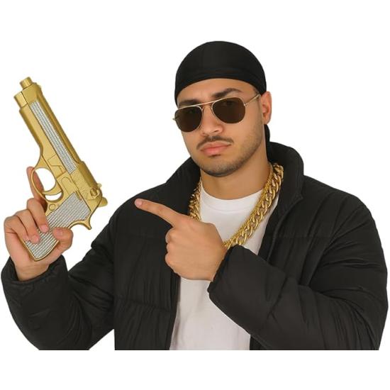 ✨ Pistola de brinquedo dourada com glitter