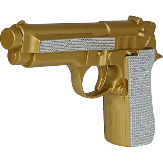 ✨ Pistola de brinquedo dourada com glitter