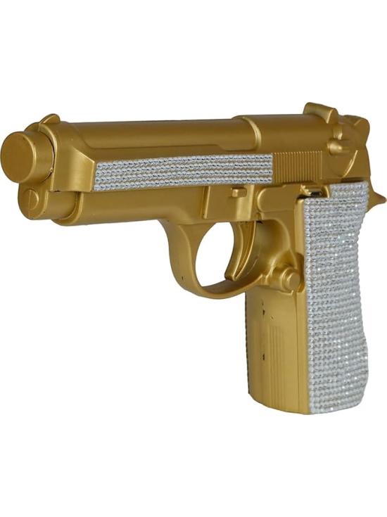 ✨ Pistola de brinquedo dourada com glitter