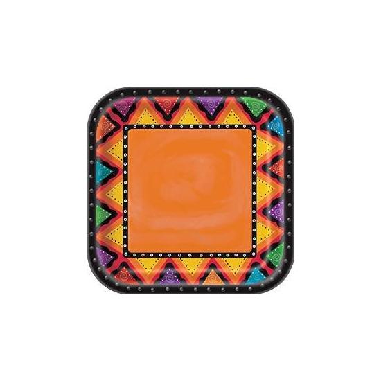 Prato Quadrado Mexicanos de 23 cm embalagem com 10 unidades