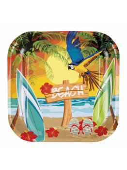 Pacote de pratos havaianos de 6 25 x 25 cms