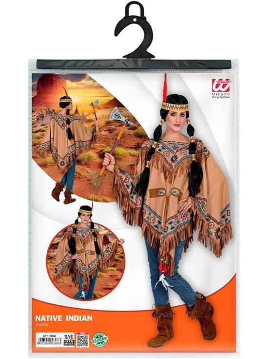 Poncho indiano com franjas