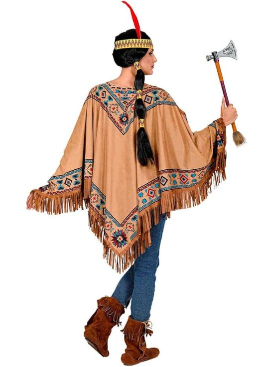 Poncho indiano com franjas