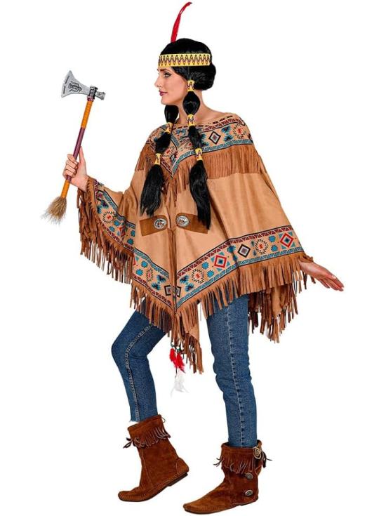 Poncho indiano com franjas