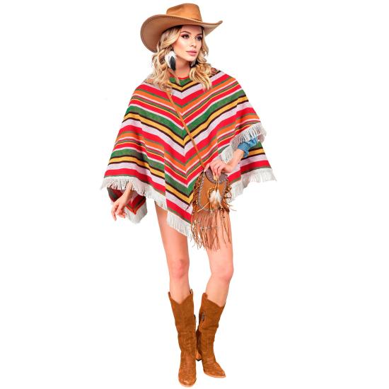 Poncho de algodão mexicano para fantasia unissex tamanho único
