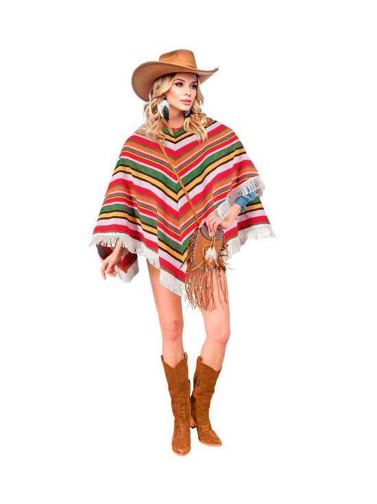 Poncho de algodão mexicano para fantasia unissex tamanho único