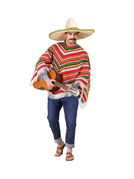 Poncho de algodão mexicano para fantasia unissex tamanho único