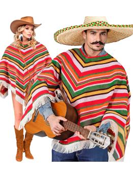 Poncho de algodão mexicano para fantasia unissex tamanho único