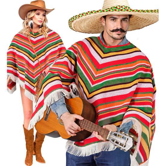 Poncho de algodão mexicano para fantasia unissex tamanho único