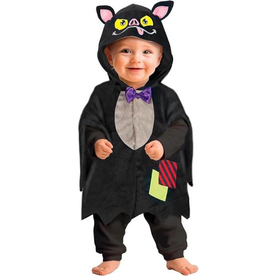 Poncho de morcego com capuz para bebê