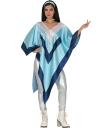 Poncho Super Trouper ABBA para mulheres – Fantasia azul dos anos 70 para festas, Halloween e Carnaval
