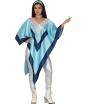 Poncho Super Trouper ABBA para mulheres – Fantasia azul dos anos 70 para festas, Halloween e Carnaval