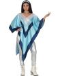 Poncho Super Trouper ABBA para mulheres – Fantasia azul dos anos 70 para festas, Halloween e Carnaval