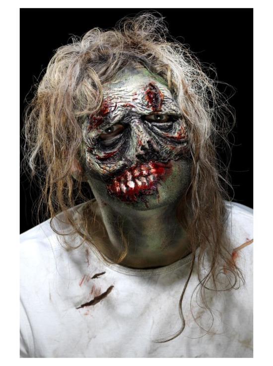 Prótesis de látex de espuma, ojo de zombi, Verde, con adhesivo