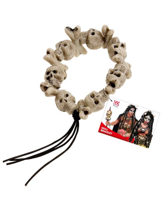 Pulseira com caveira e ossos cruzados para o Halloween