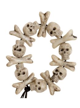 Pulseira com caveira e ossos cruzados para o Halloween