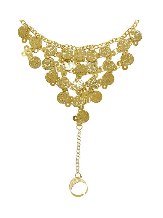 Pulseira Dedo De Pulso Com Moedas De Ouro