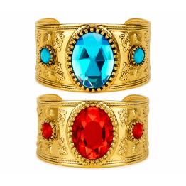 Pulseira dourada com pedra azul para fantasias