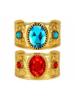 Pulseira dourada com pedra azul para fantasias
