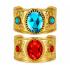 Pulseira dourada com pedra azul para fantasias