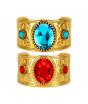 Pulseira dourada com pedra azul para fantasias