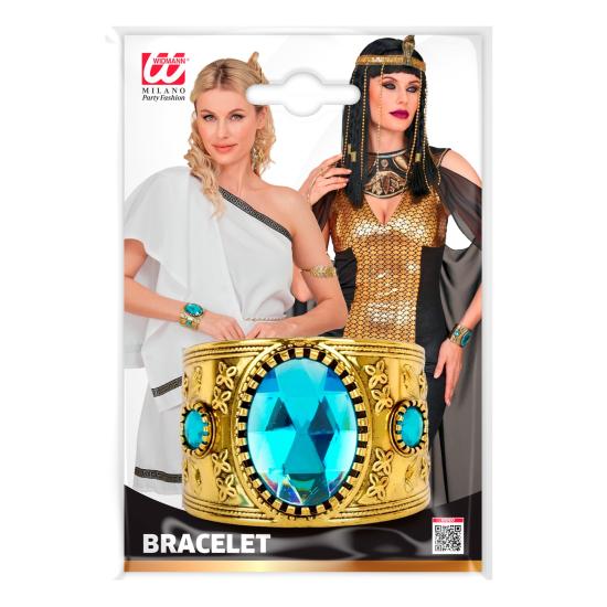 Pulseira dourada com pedra azul para fantasias