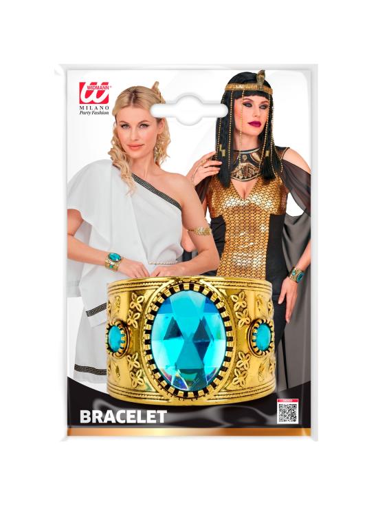 Pulseira dourada com pedra azul para fantasias
