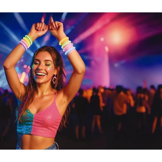 Pulseiras de luz neon (100 unidades)