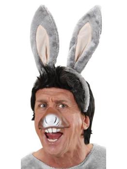 Conjunto de burro com orelhas e boca.