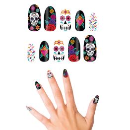 Conjunto de 10 Unhas Catrina com Adesivo