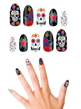 Conjunto de 10 Unhas Catrina com Adesivo