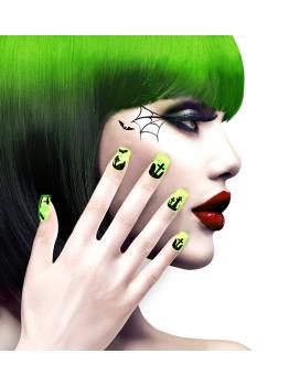 Conjunto de 12 unhas fluorescentes de terror de Halloween