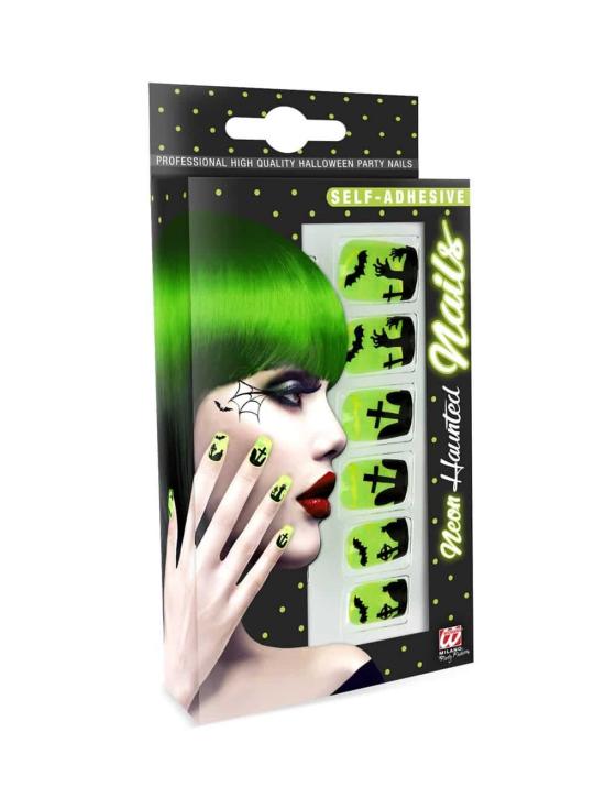 Conjunto de 12 unhas fluorescentes de terror de Halloween