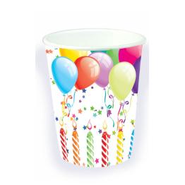 Conjunto de 8 copos de aniversário com balões