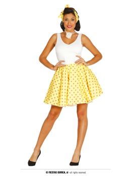 Conjunto Adulto Pin Up Saia Amarela Tamanho 42-44
