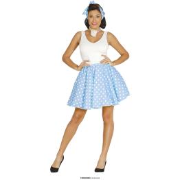 Conjunto Adulto Pin Up Saia Azul Céu