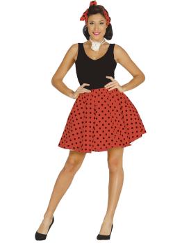 Conjunto Adulto Pin Up Saia Roja Tamanho 42-44