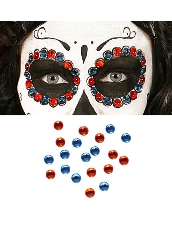 Conjunto de 40 Gemas Decorativas Adesivos Olhos Azuis/Âmbar
